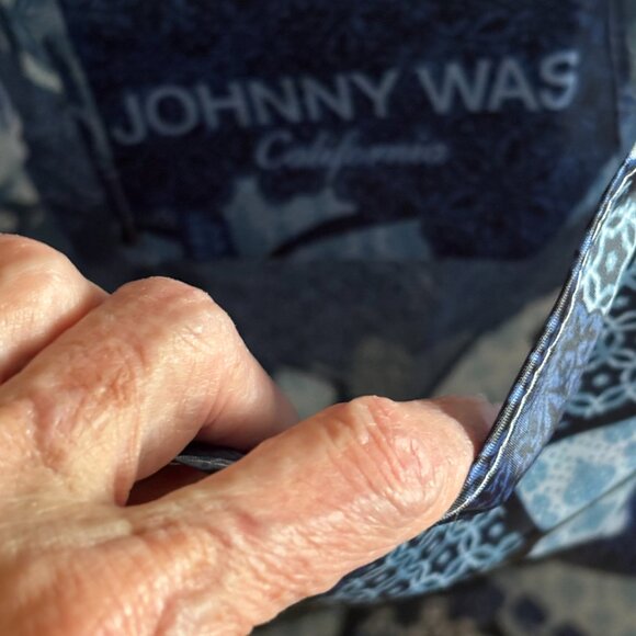 Johnny Was Blue Nylon Silky Tote Bag - Picture 12 of 13